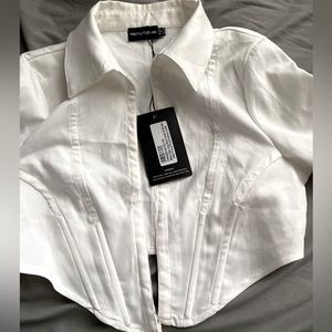 White Collar Long Sleeve Corset